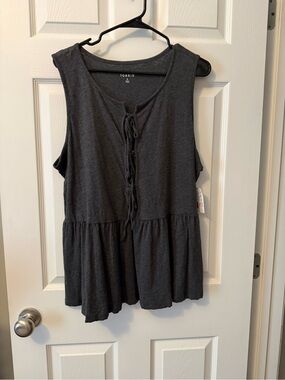 torrid Charcoal Gray Tie-Front Peplum Tank